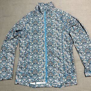 Peter Millar Performance Jacket Womens L Blue Teal Paisley Full Zip Wicking UPF